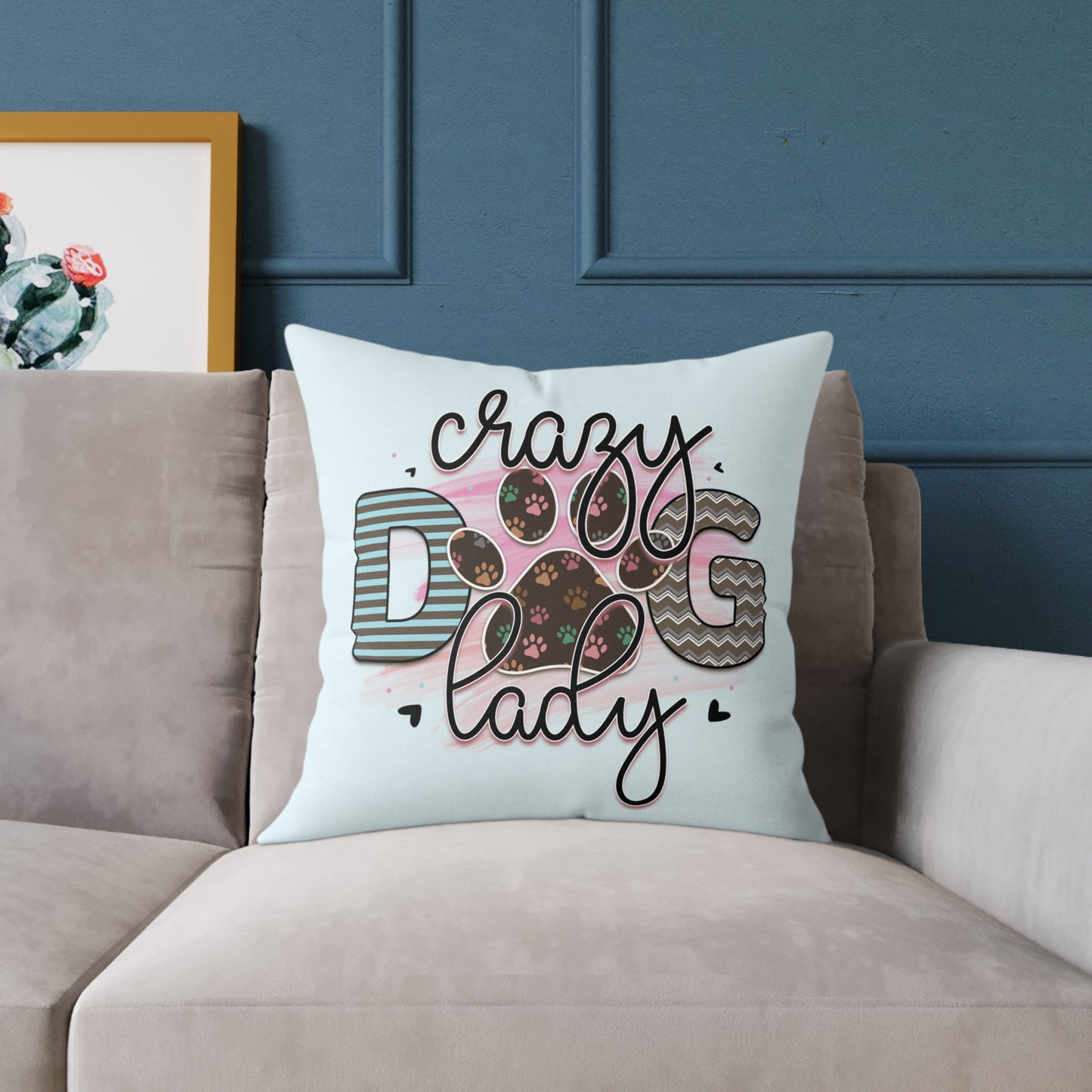 Square Poly Canvas Pillow Dog Lovers