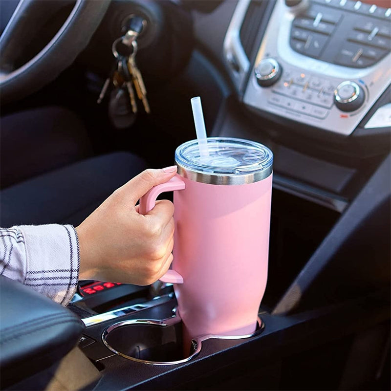 40oz Straw Coffee Insulation Cup With Handle Portable Car Stainless Steel Water Bottle LargeCapacity Travel BPA Free Thermal Mug