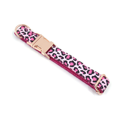 Leopard Print Rose Gold Pet Collar Leash Set Dog Collar Leash