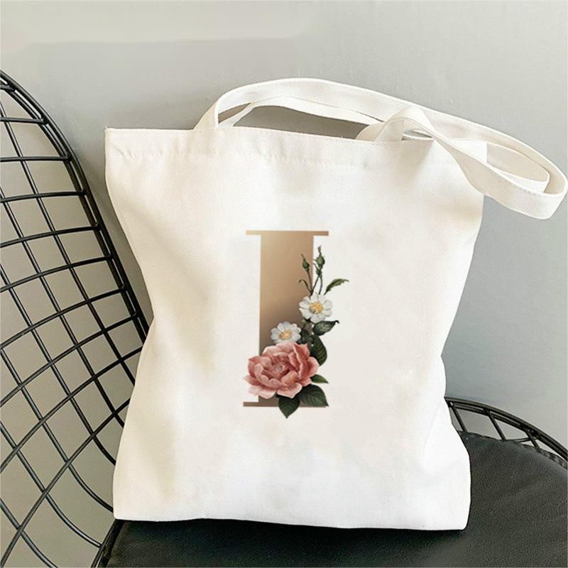 Monogram Flower Print Single Shoulder Canvas Bag