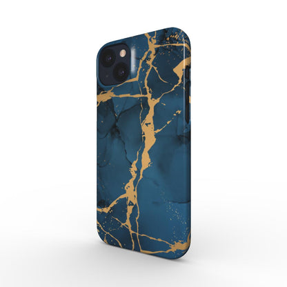 Print On Demand Snap Phone Case Blue Gold Marble