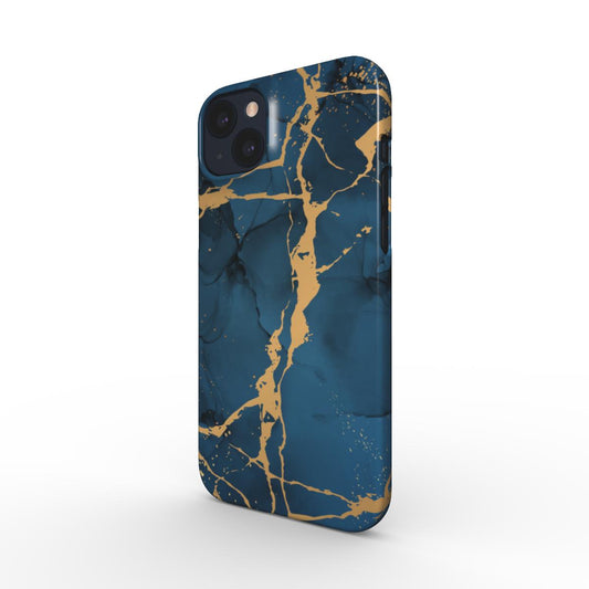 Print On Demand Snap Phone Case Blue Gold Marble