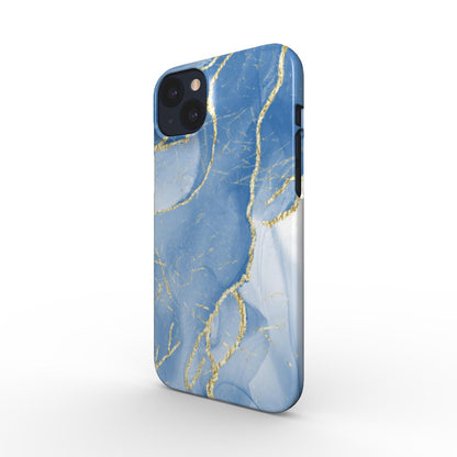 Print On Demand Snap Phone Case Light Blue Gold Marble