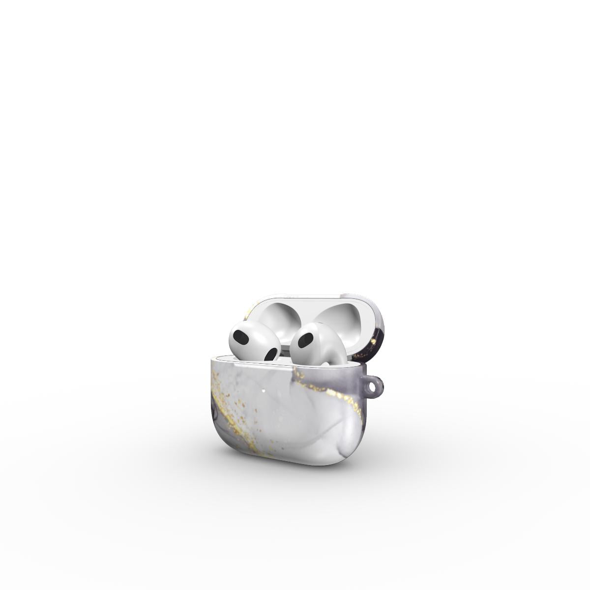 Print On Demand Tough Apple AirPods Case Grey Gold Marble