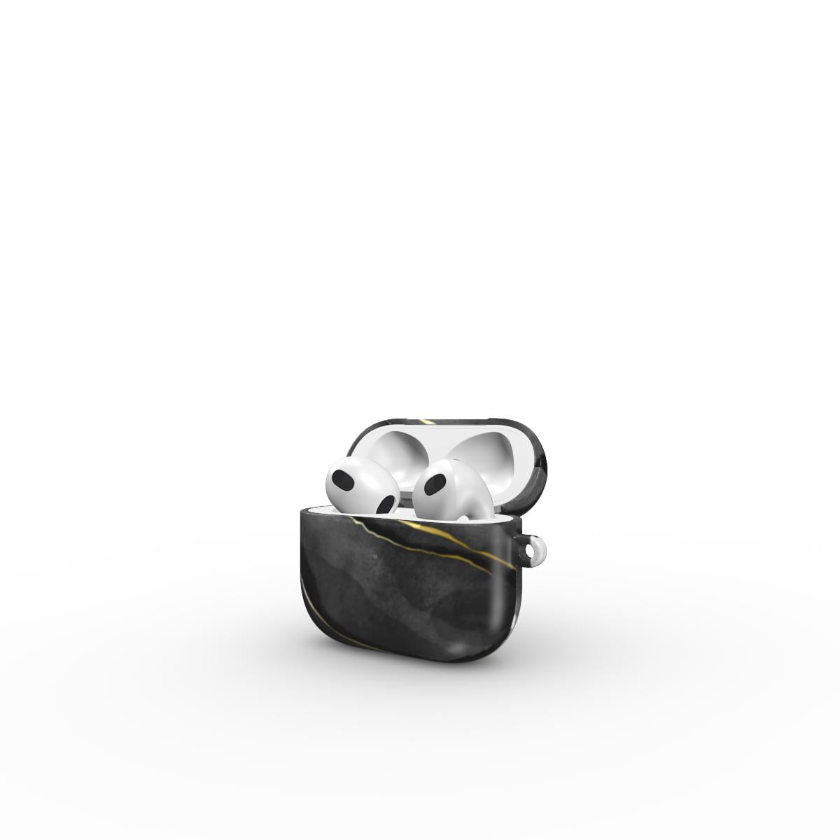 Print On Demand Tough Apple AirPods Case Black Grey Marble