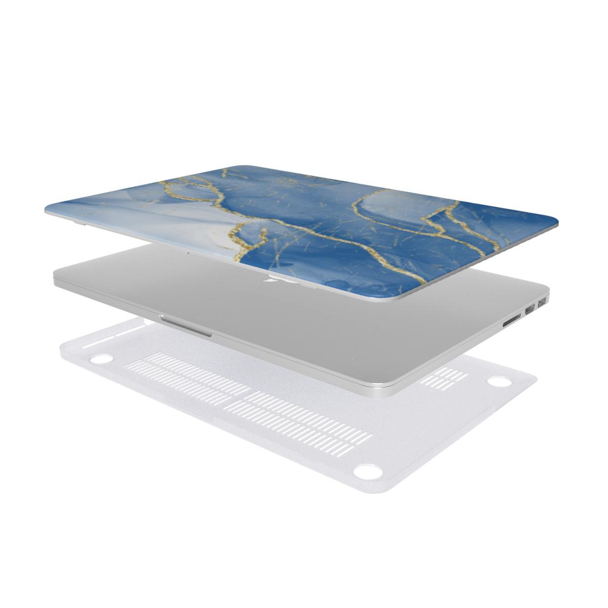 Print On Demand MacBook Case Light Blue Gold Marble