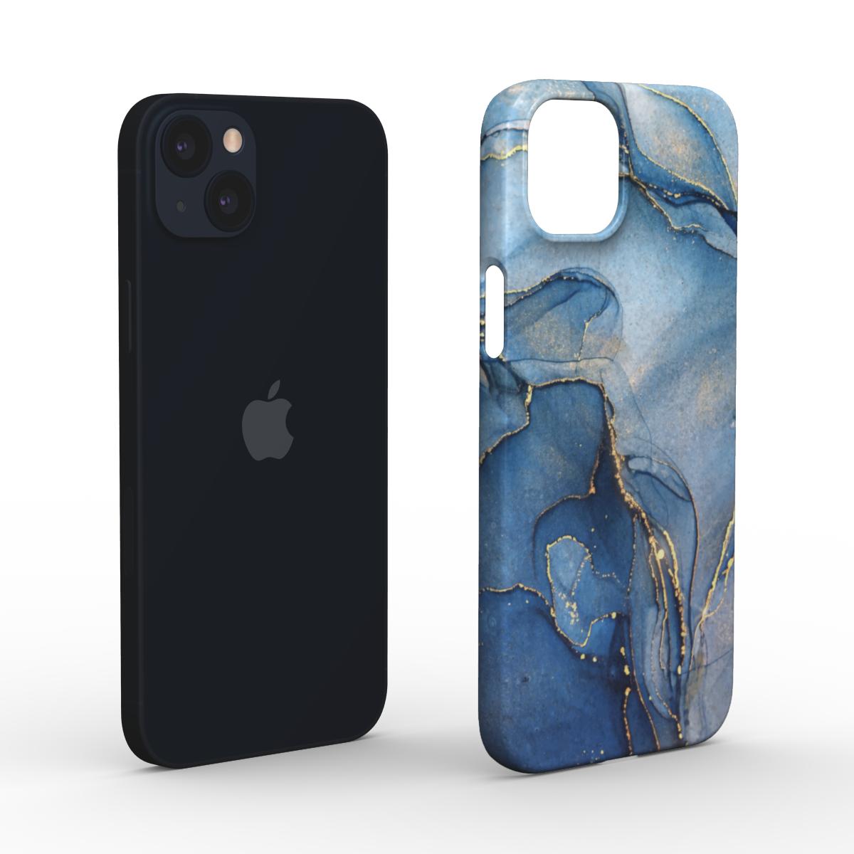 Print On Demand Snap Phone Case  Navy Blue Gold Marble