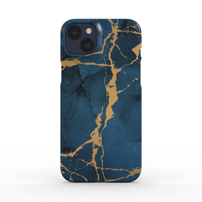 Print On Demand Snap Phone Case Blue Gold Marble