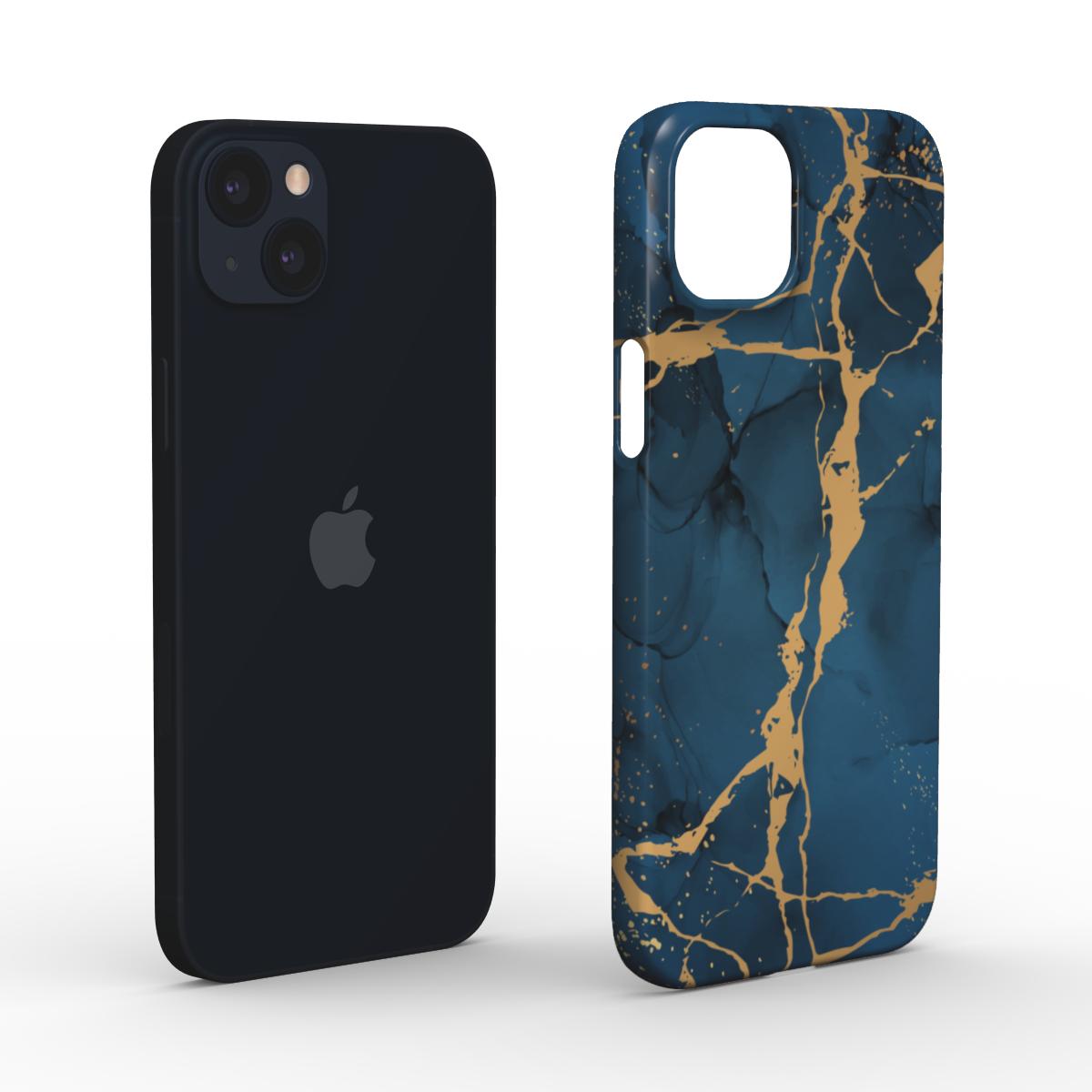 Print On Demand Snap Phone Case Blue Gold Marble