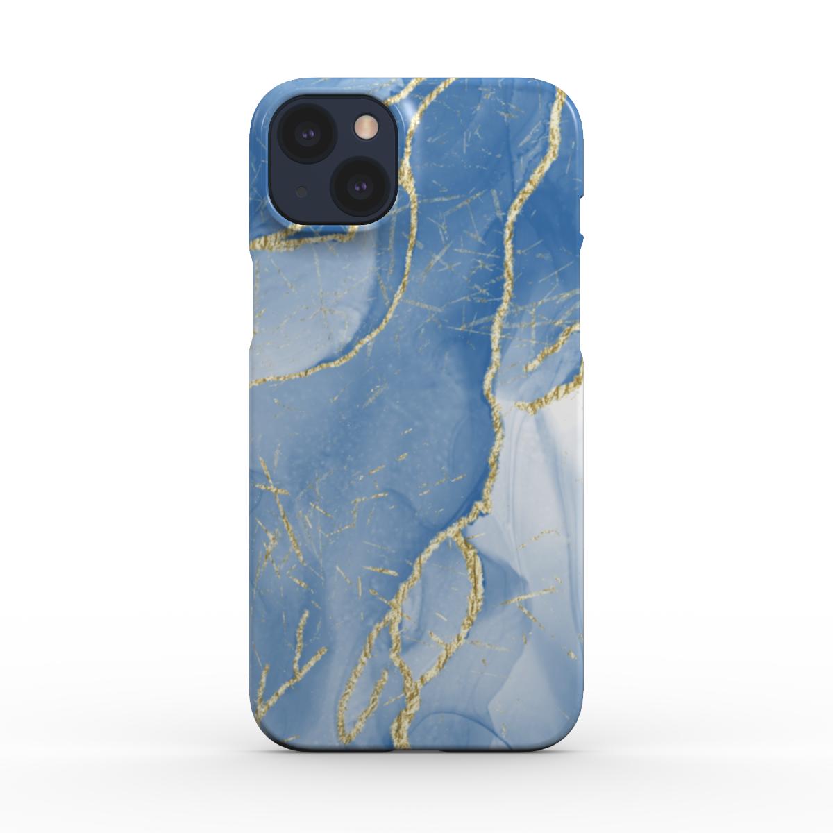 Print On Demand Snap Phone Case Light Blue Gold Marble