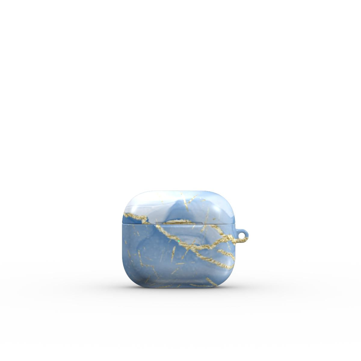 Print On Demand Tough Apple AirPods Case Light Blue Gold Marble