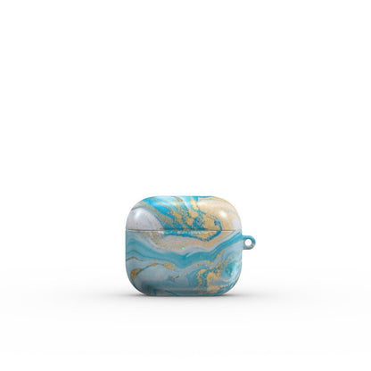 Print On Demand Tough Apple AirPods Case Teal Gold Marble