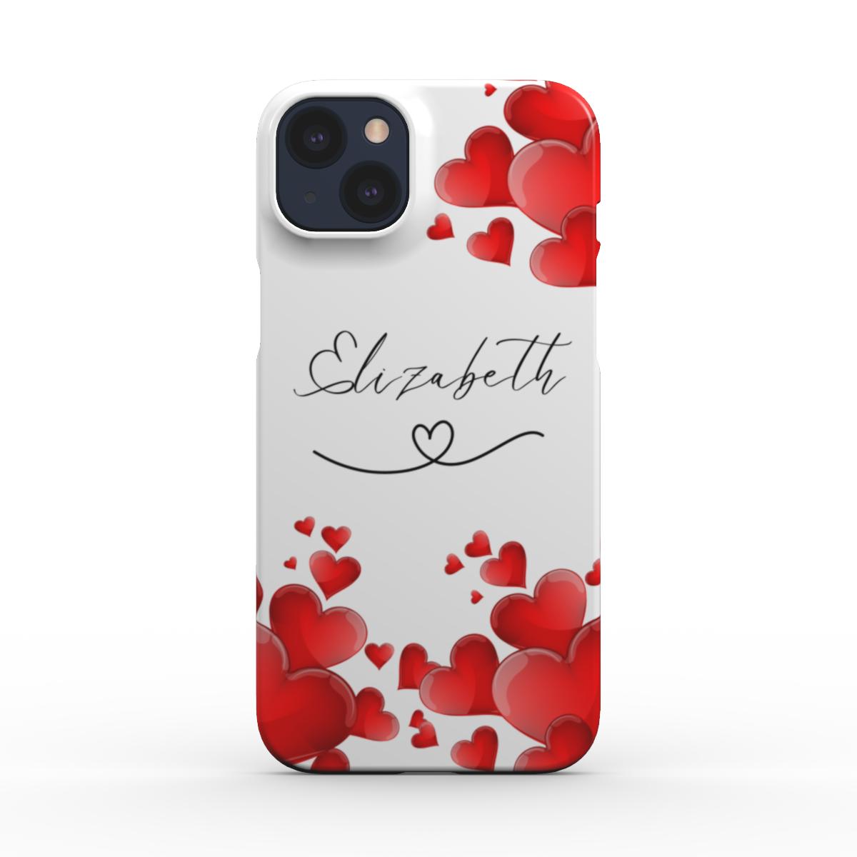 Print On Demand Snap Phone Case Personalised Hearts White