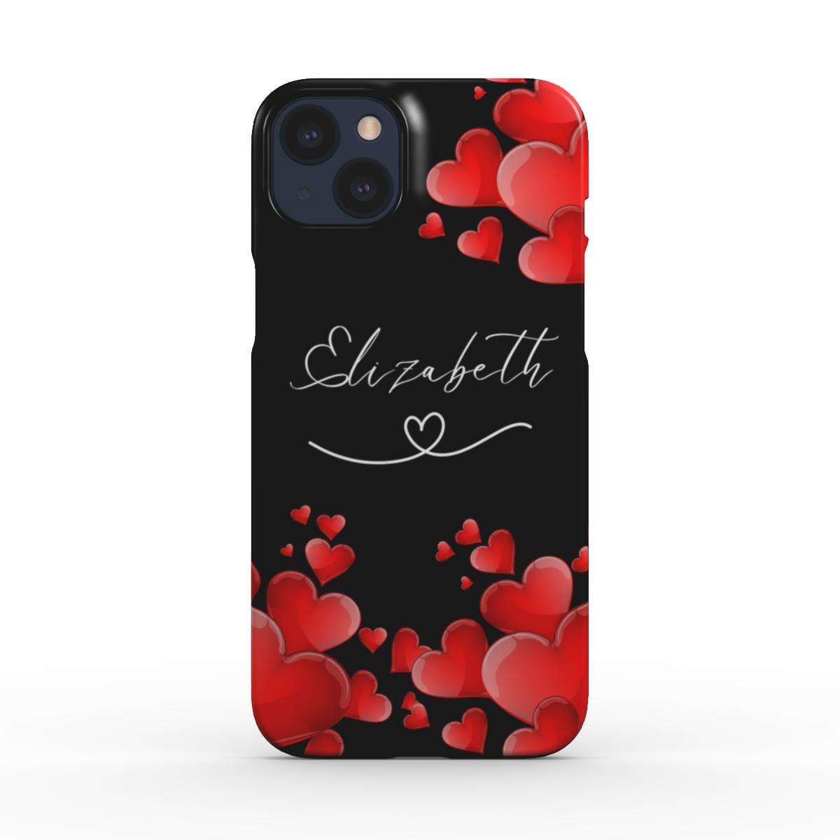 Print On Demand Snap Phone Case Personalised Hearts Black