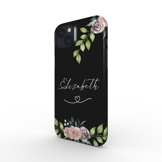 Print On Demand Snap Phone Case Personalised Name Floral Black