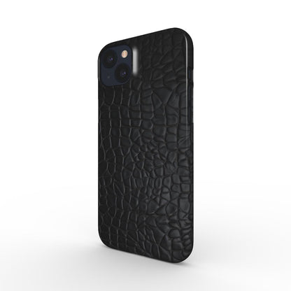 Print On Demand Snap Phone Case Black Faux Leather Print