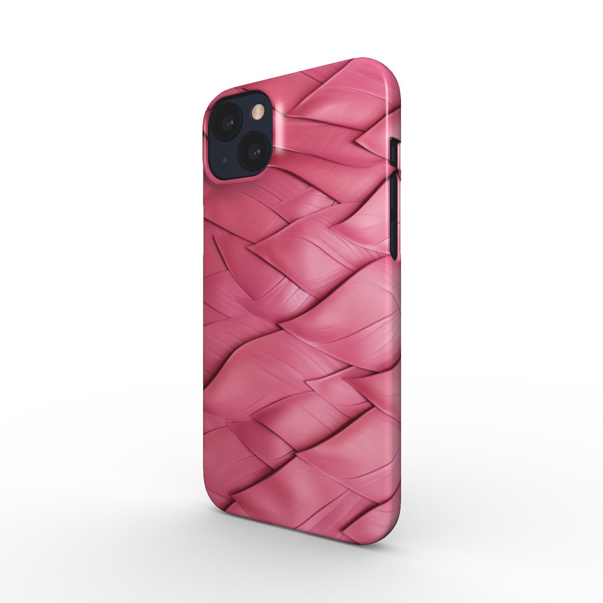 Print On Demand Snap Phone Case Pink Faux Leather Leaves Print