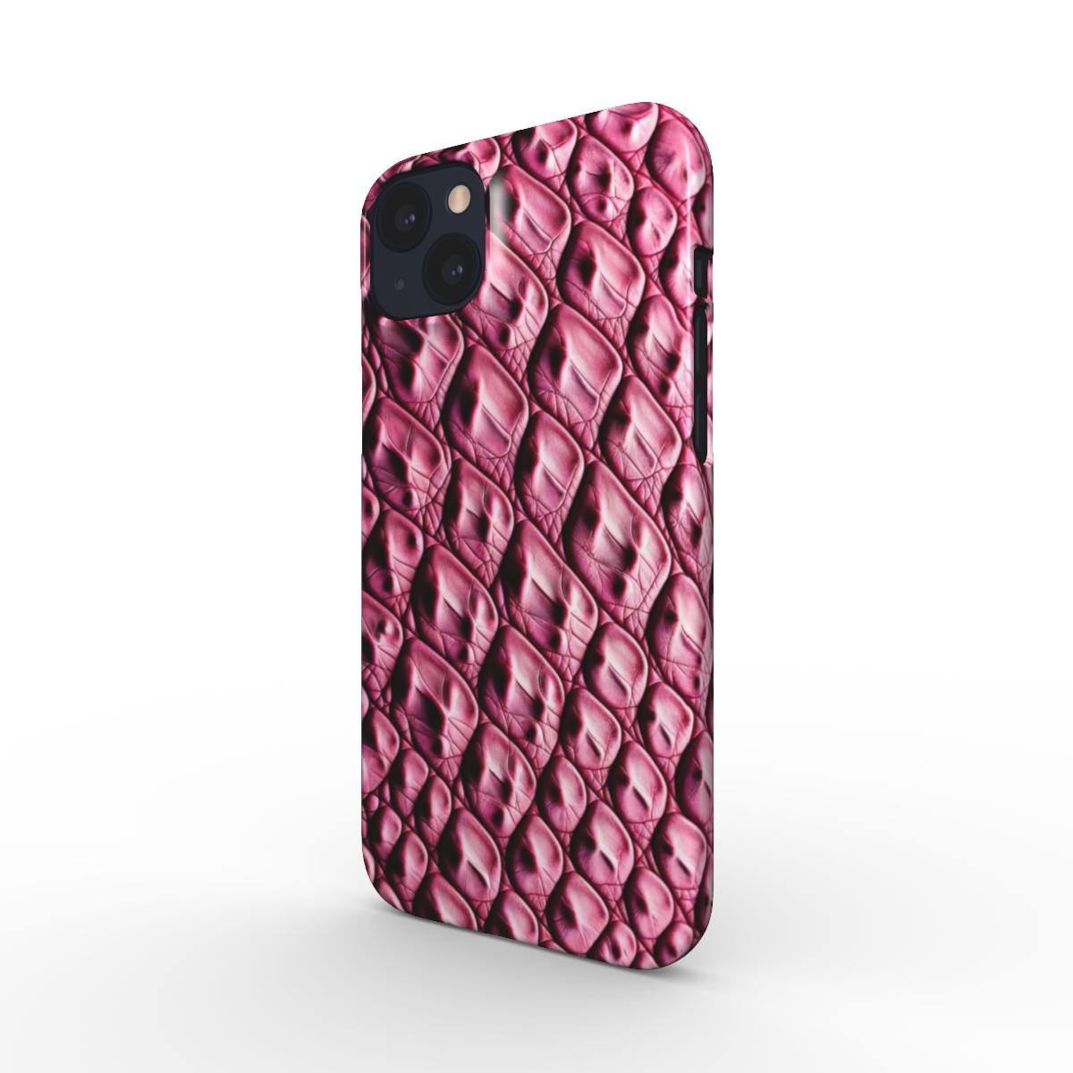 Snap Phone Case Pink Faux Crocodile Skin Print