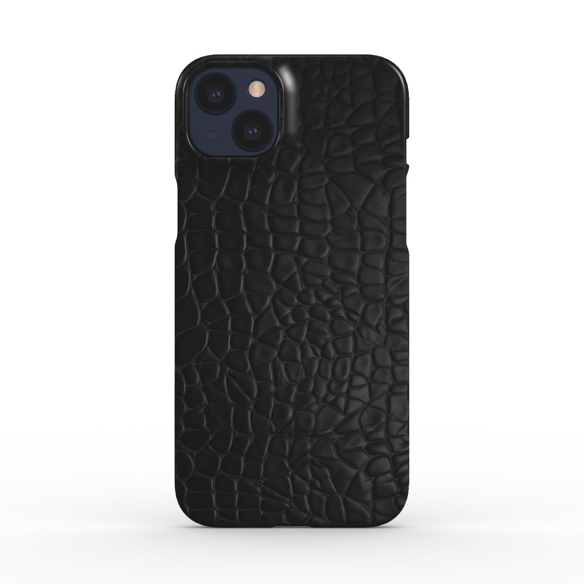 Print On Demand Snap Phone Case Black Faux Leather Print