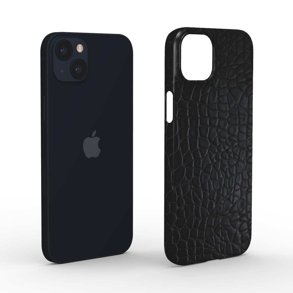 Print On Demand Snap Phone Case Black Faux Leather Print