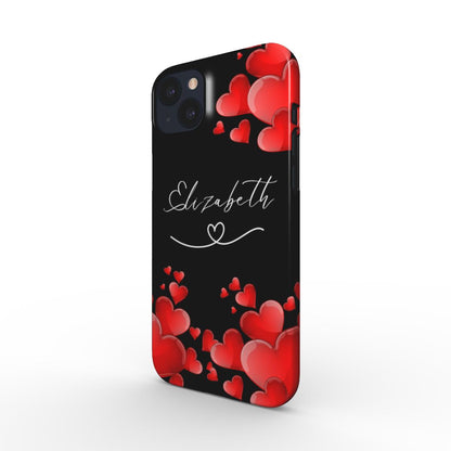 Print On Demand Snap Phone Case Personalised Hearts Black