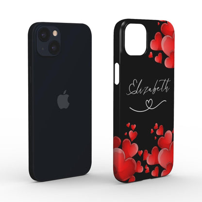 Print On Demand Snap Phone Case Personalised Hearts Black