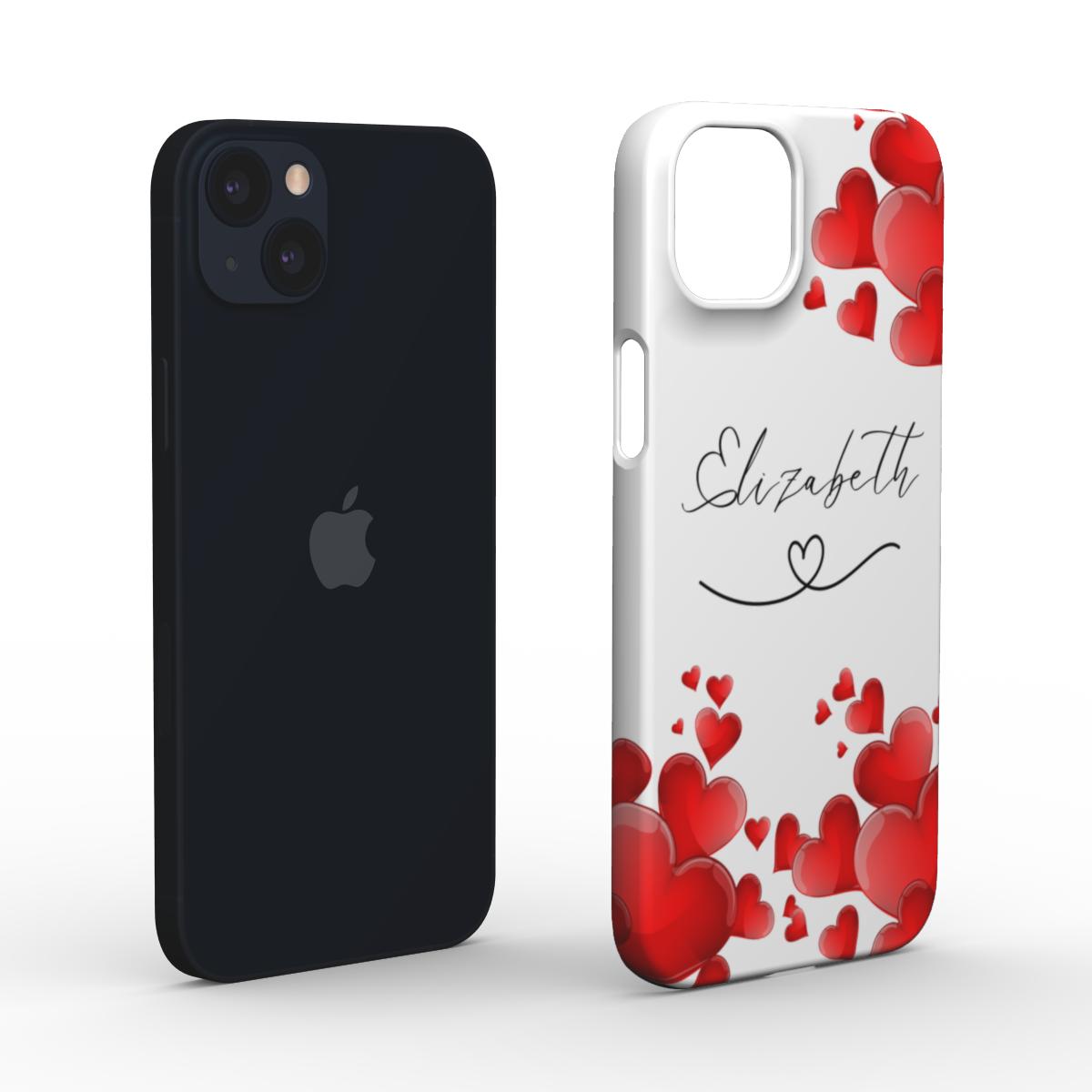 Print On Demand Snap Phone Case Personalised Hearts White