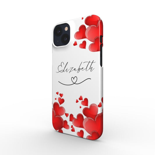 Print On Demand Snap Phone Case Personalised Hearts White