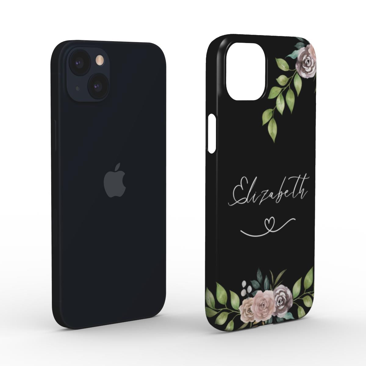 Print On Demand Snap Phone Case Personalised Name Floral Black