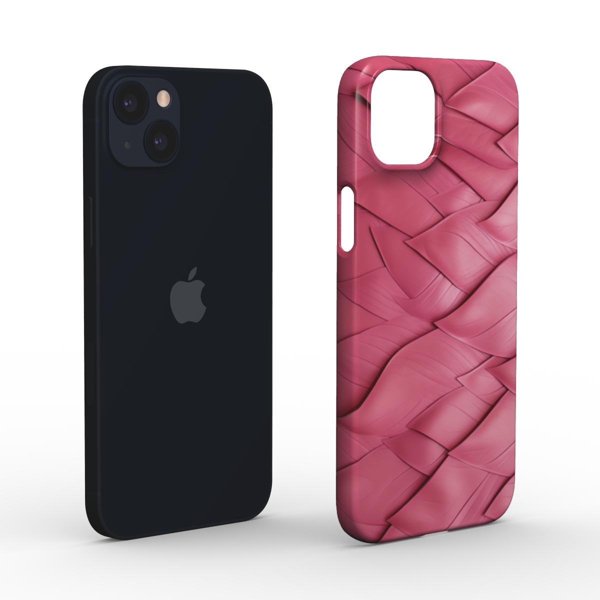 Print On Demand Snap Phone Case Pink Faux Leather Leaves Print