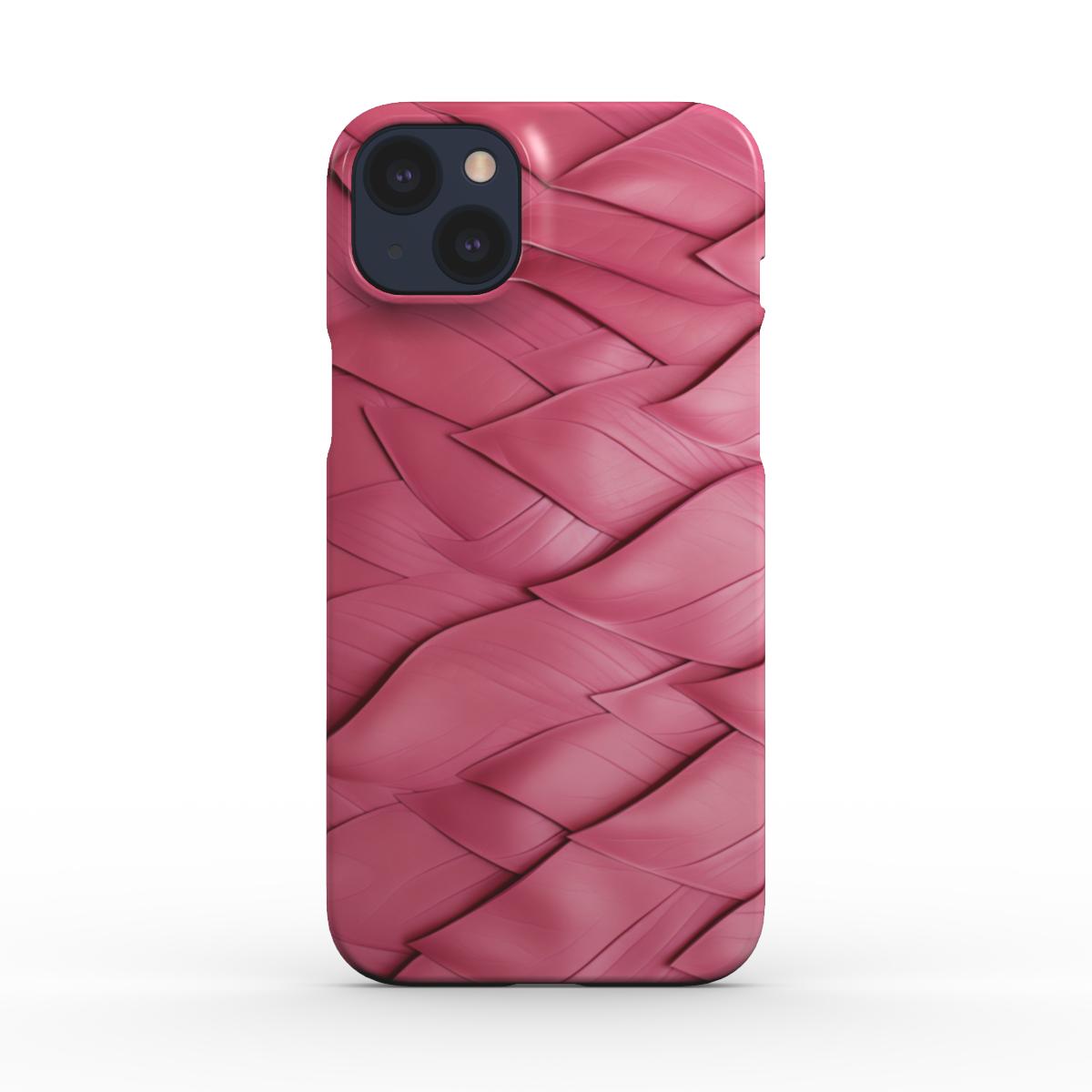 Print On Demand Snap Phone Case Pink Faux Leather Leaves Print