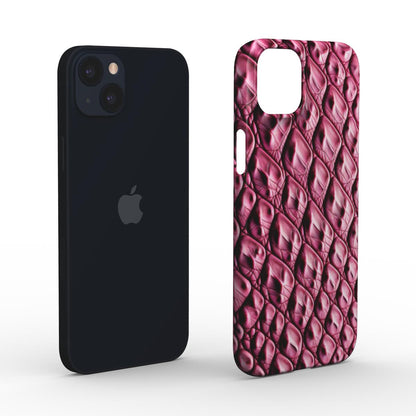 Snap Phone Case Pink Faux Crocodile Skin Print