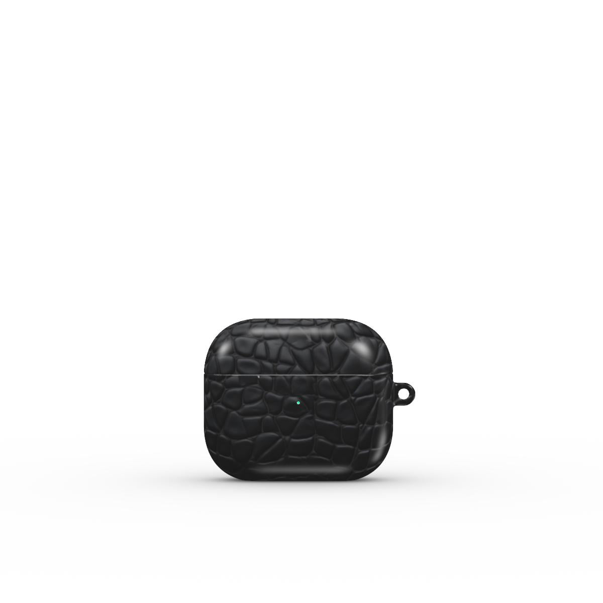 Print On Demand Tough Apple AirPods Case Black Faux Leather Print