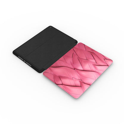 Print On Demand iPad Case Pink Faux Leather Leaves Print