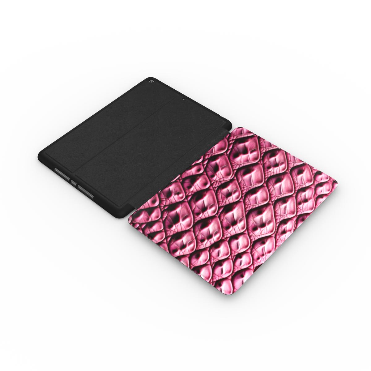 Print On Demand iPad Case  - Pink Faux Leather Leaves Print