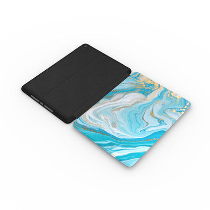 Print On Demand iPad Case Teal Gold Marble