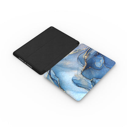 Print On Demand iPad Case Navy Blue Gold Marble