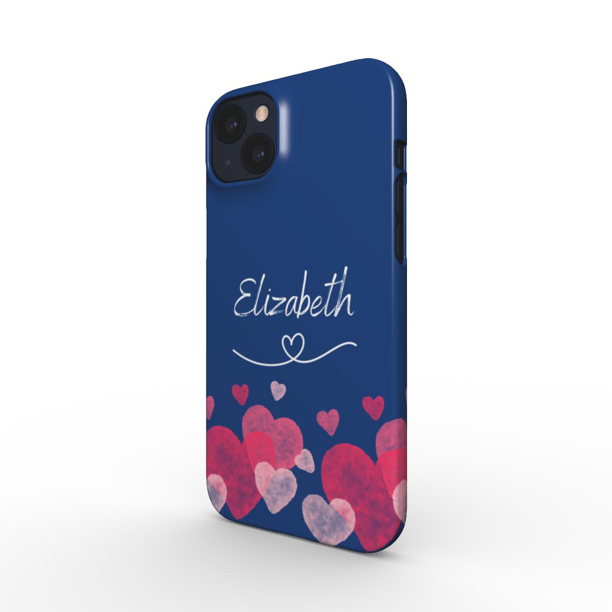 Print On Demand Snap Phone Case Personalised Navy Pink Hearts