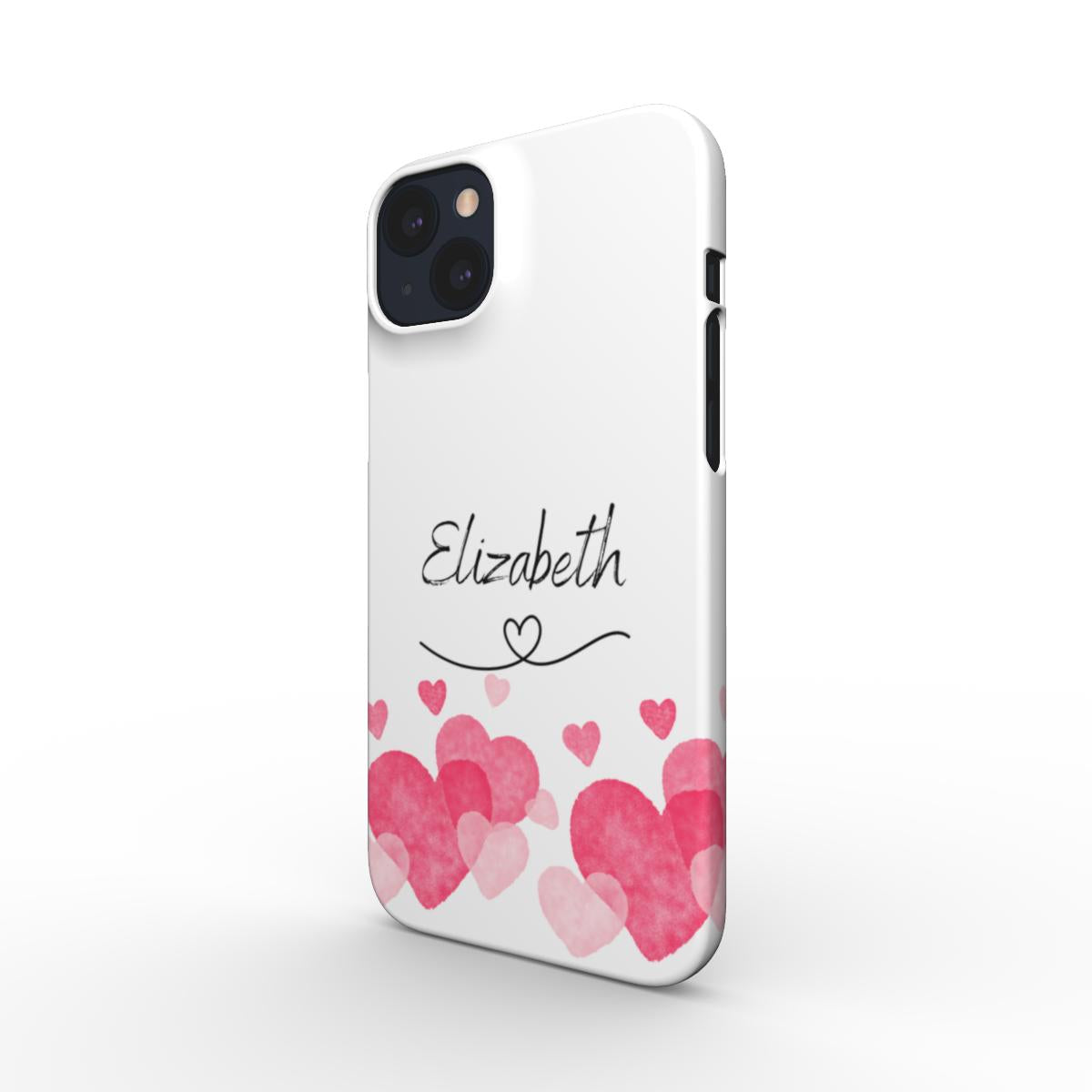 Print On Demand Snap Phone Case Personalised White Pink Hearts