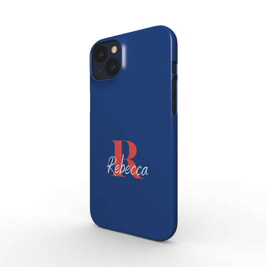 Print On Demand Snap Phone Case Personalised Navy White Red Initial