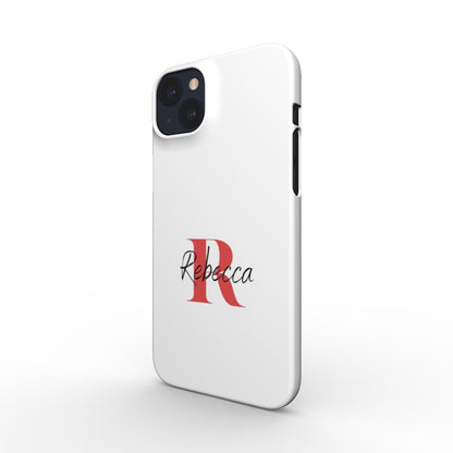 Print On Demand Snap Phone Case Personalised White Black Red Initial