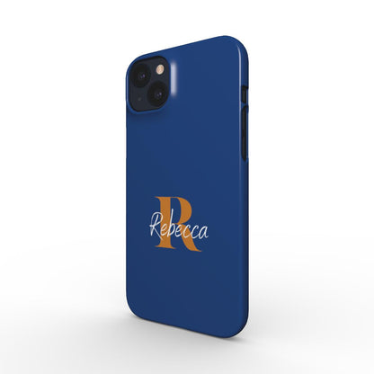 Print On Demand Snap Phone Case Personalised Navy White Honey Initial