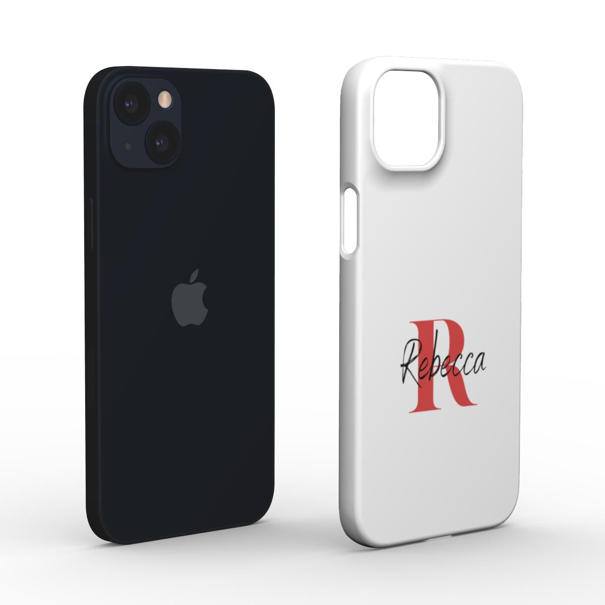 Print On Demand Snap Phone Case Personalised White Black Red Initial