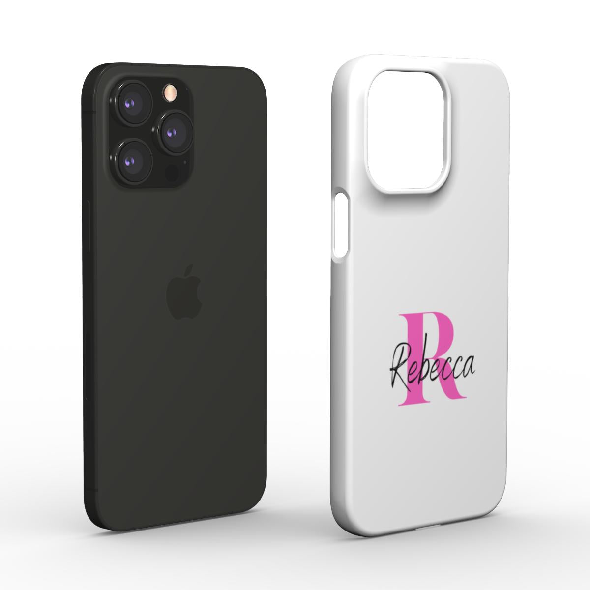 Print On Demand Snap Phone Case Personalised White Black Pink Initial