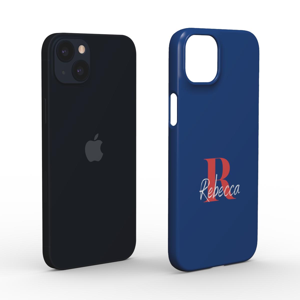 Print On Demand Snap Phone Case Personalised Navy White Red Initial