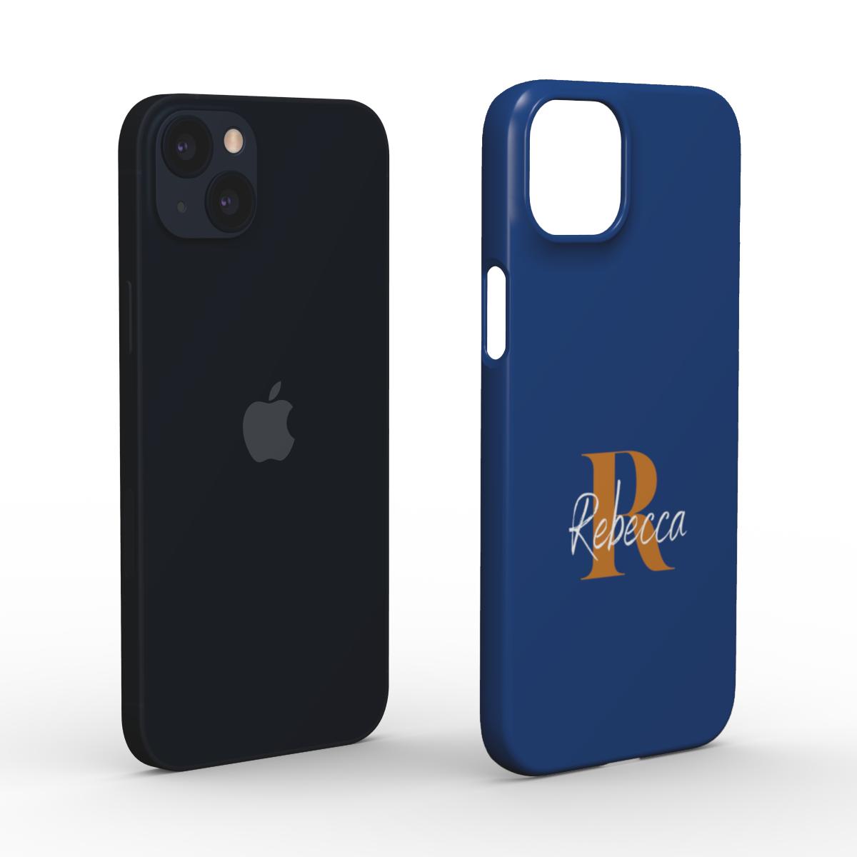 Print On Demand Snap Phone Case Personalised Navy White Honey Initial