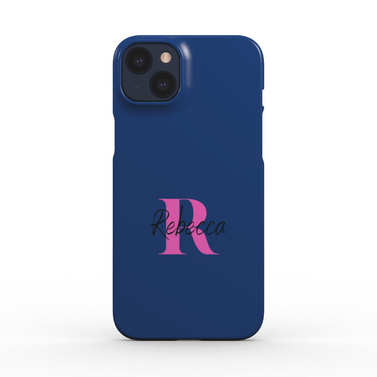 Print On Demand Snap Phone Case Personalised Navy Black Pink Initial