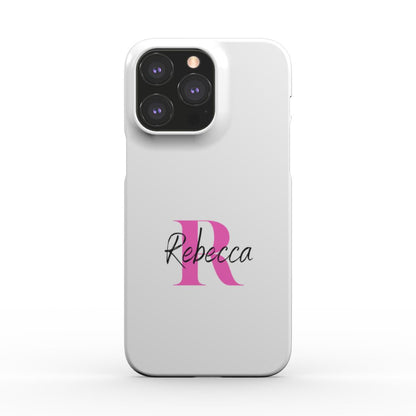 Print On Demand Snap Phone Case Personalised Initial White